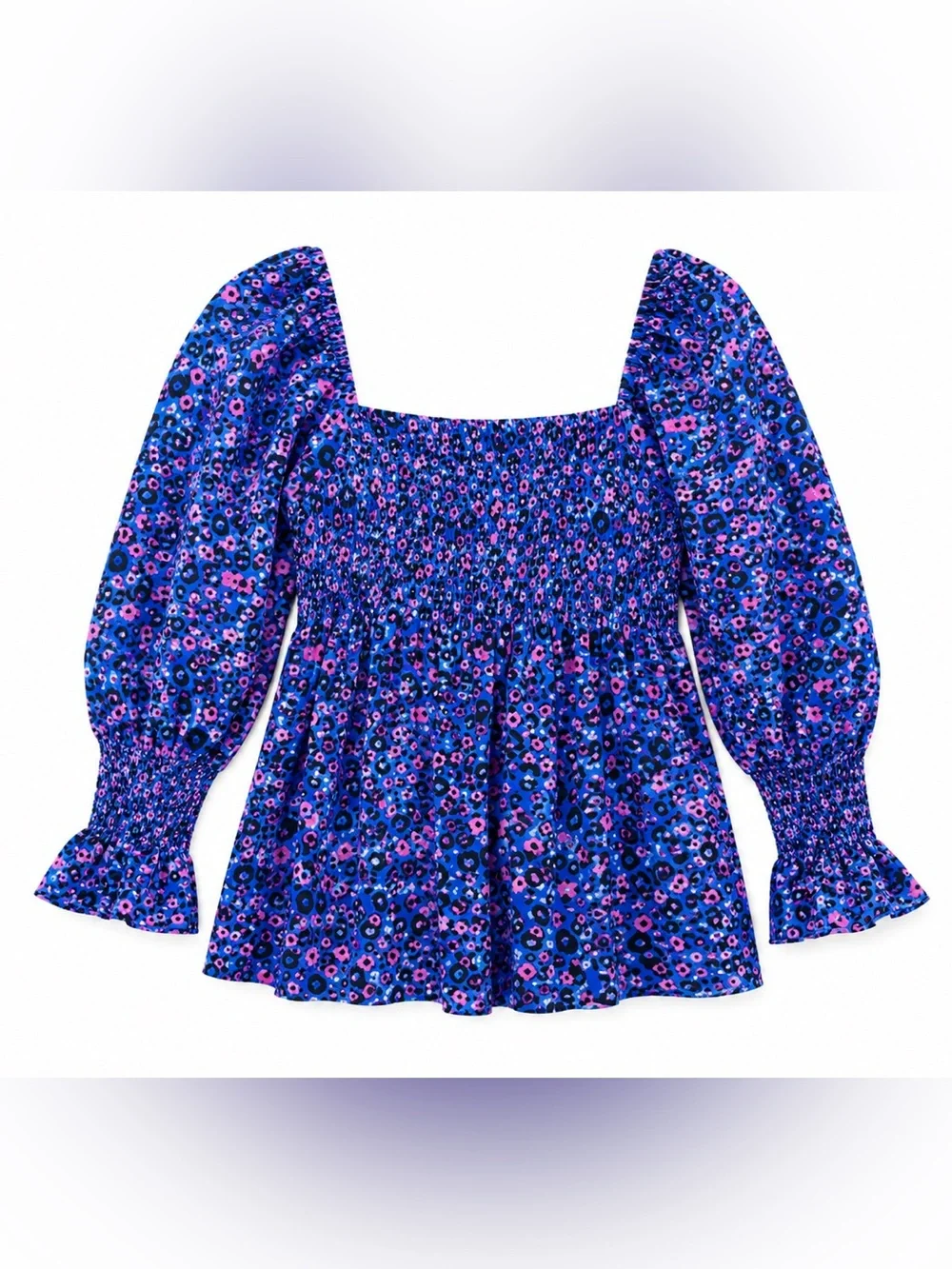 Lilly Pulitzer Preslee Babydoll Top Blue Flare Growl & Prowl‎ Size 2